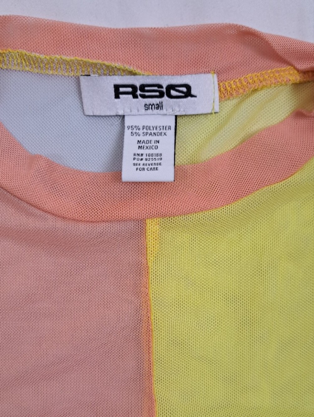 RSQ Sheer Mesh Colorblock Long Sleeve Shirt Funky Pastel Festival Y2K Size S - Picture 6 of 11
